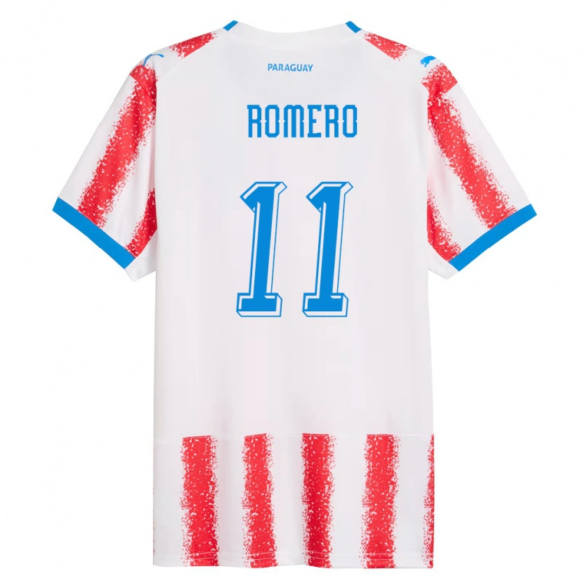 Danxen Niño Camiseta Paraguay Ángel Romero #11 Blanco Rojo Azul 1ª Equipación 26-28 La Camisa