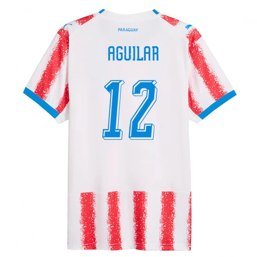 Danxen Niño Camiseta Paraguay Alfredo Aguilar #12 Blanco Rojo Azul 1ª Equipación 26-28 La Camisa