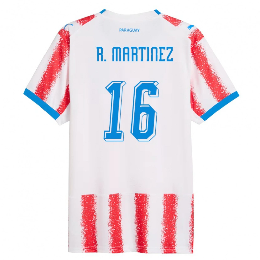 Danxen Niño Camiseta Paraguay Ramona Martínez #16 Blanco Rojo Azul 1ª Equipación 26-28 La Camisa
