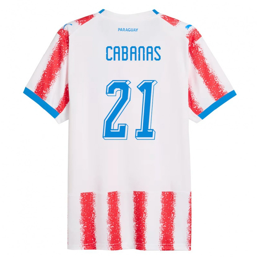 Danxen Niño Camiseta Paraguay Víctor Cabañas #21 Blanco Rojo Azul 1ª Equipación 26-28 La Camisa