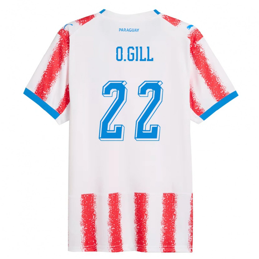 Danxen Niño Camiseta Paraguay Orlando Gill #22 Blanco Rojo Azul 1ª Equipación 26-28 La Camisa
