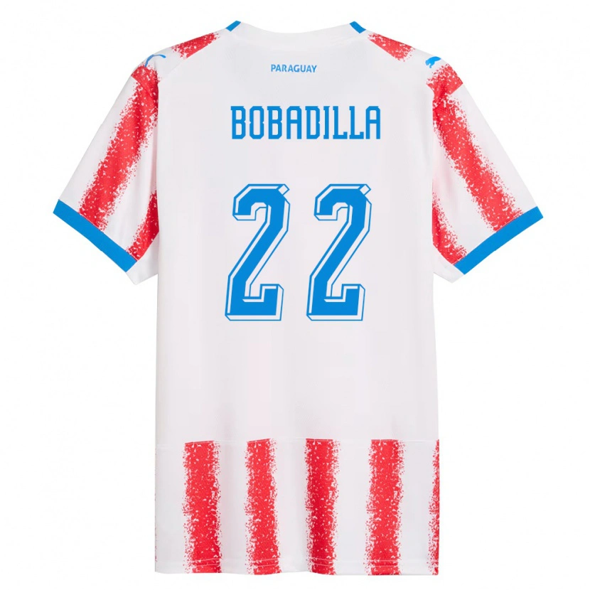Danxen Niño Camiseta Paraguay Dylan Bobadilla #22 Blanco Rojo Azul 1ª Equipación 26-28 La Camisa