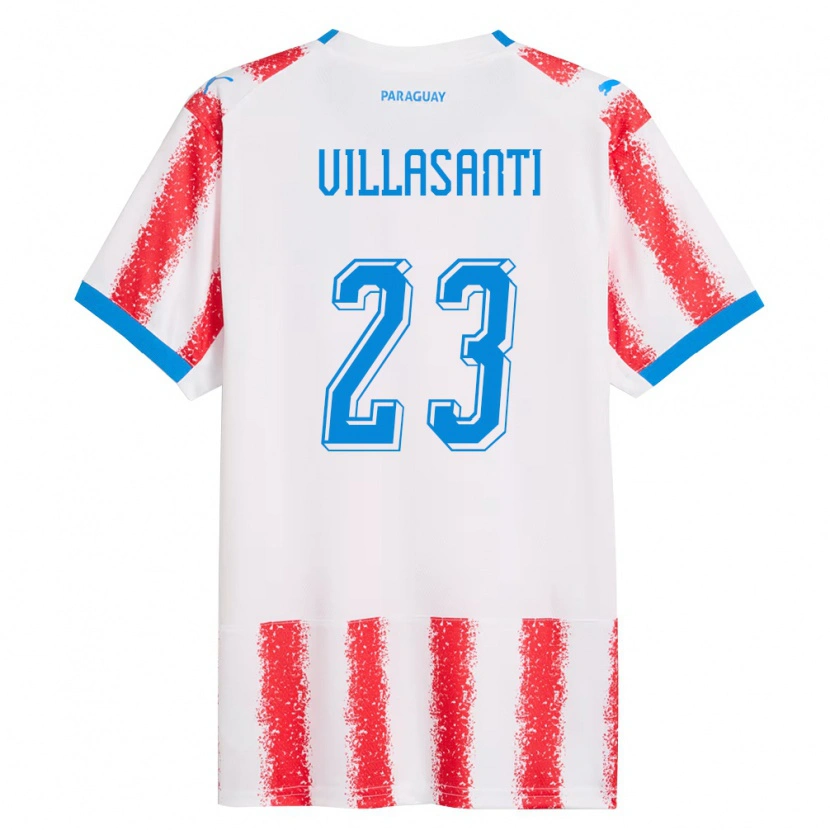 Danxen Niño Camiseta Paraguay Mathías Villasanti #23 Blanco Rojo Azul 1ª Equipación 26-28 La Camisa