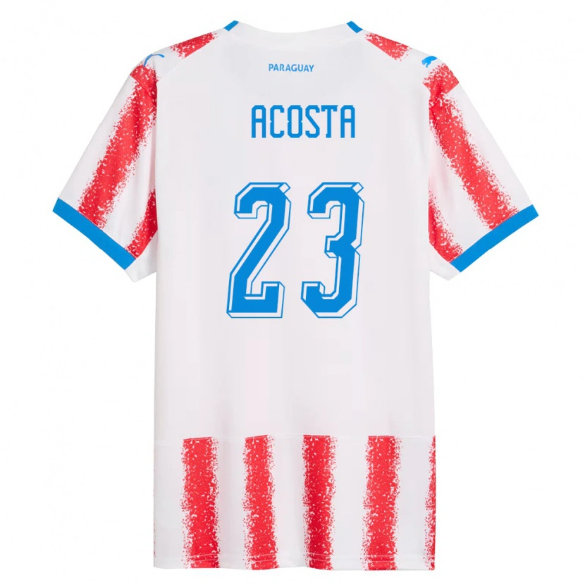 Danxen Niño Camiseta Paraguay Fátima Acosta #23 Blanco Rojo Azul 1ª Equipación 26-28 La Camisa