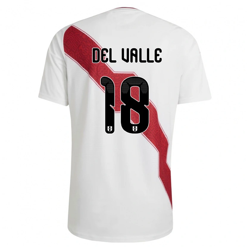 Danxen Niño Camiseta Perú Yamir Del Valle #18 Blanco Rojo Negro 1ª Equipación 26-28 La Camisa