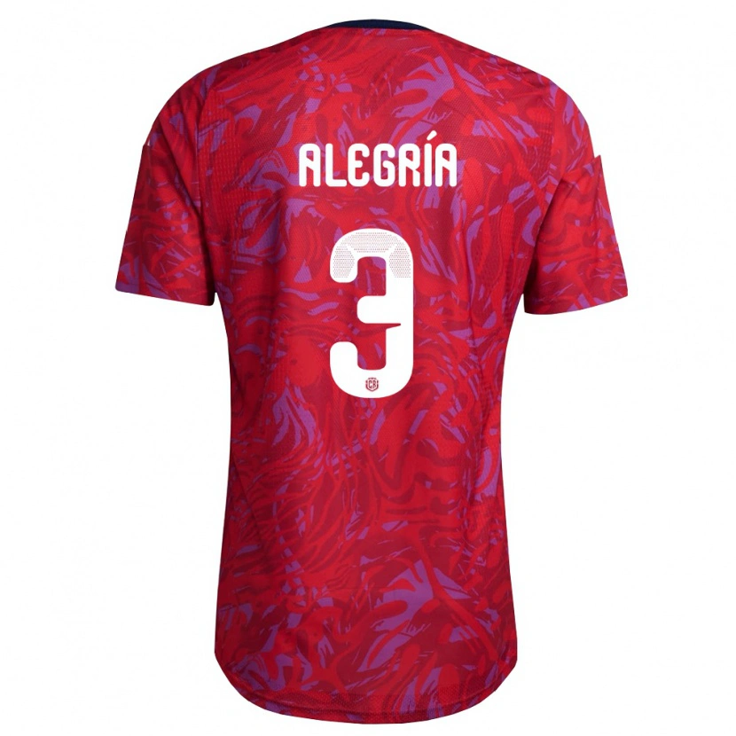 Danxen Niño Camiseta Costa Rica Kendall Alegría #3 Rojo Púrpura Marino 1ª Equipación 26-28 La Camisa
