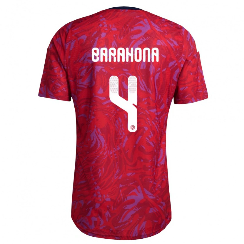 Danxen Niño Camiseta Costa Rica Carlos Barahona #4 Rojo Púrpura Marino 1ª Equipación 26-28 La Camisa