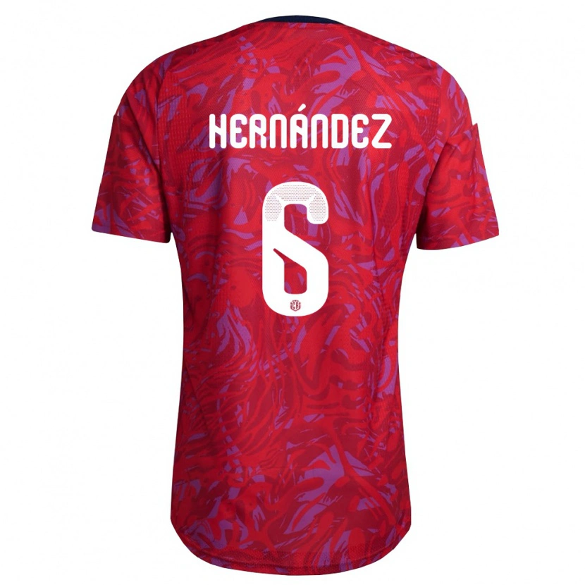 Danxen Niño Camiseta Costa Rica Jeremi Hernández #6 Rojo Púrpura Marino 1ª Equipación 26-28 La Camisa