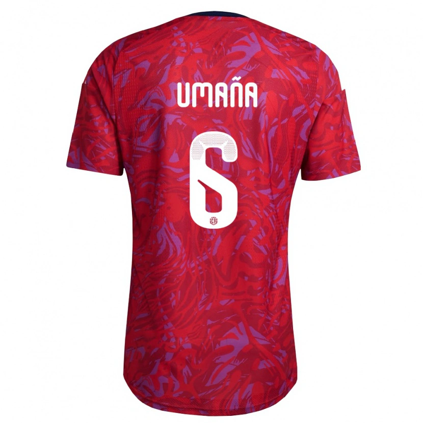 Danxen Niño Camiseta Costa Rica Ernesto Umaña #6 Rojo Púrpura Marino 1ª Equipación 26-28 La Camisa