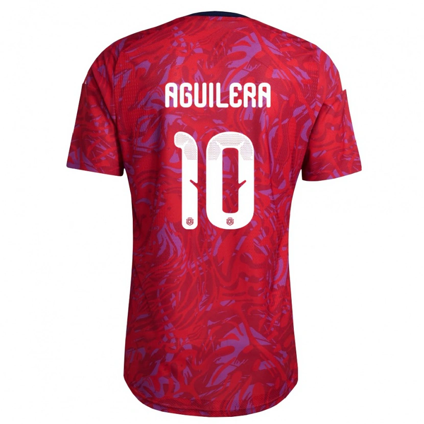 Danxen Niño Camiseta Costa Rica Brandon Aguilera #10 Rojo Púrpura Marino 1ª Equipación 26-28 La Camisa
