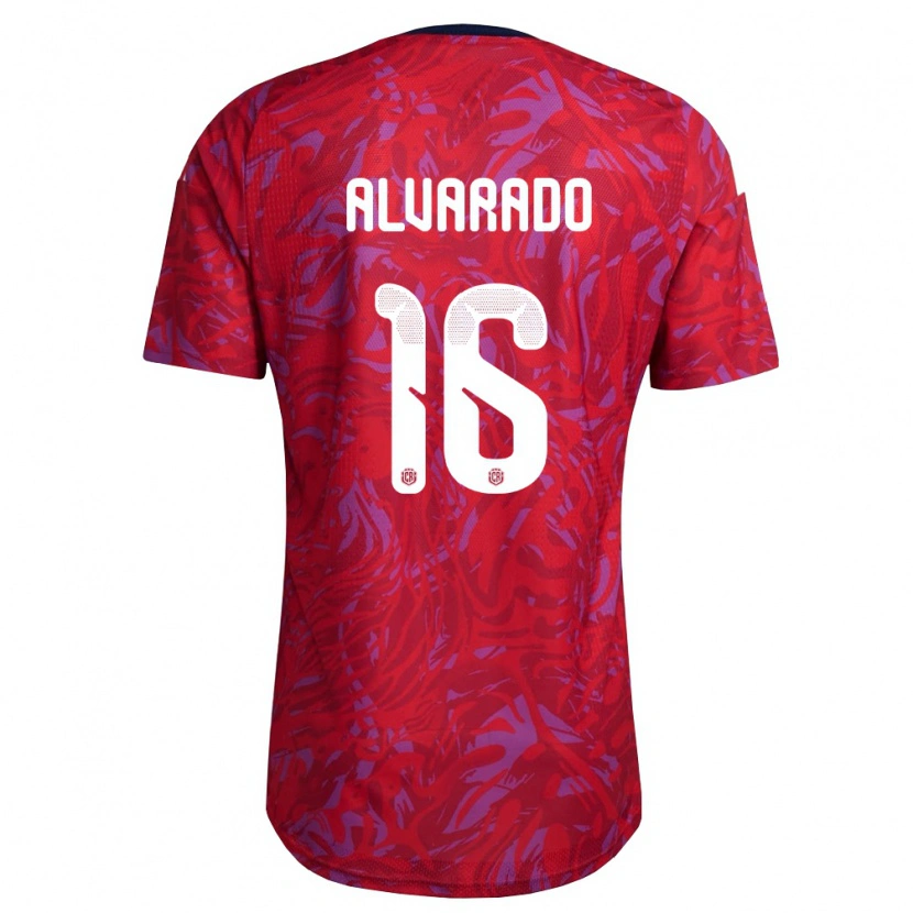 Danxen Niño Camiseta Costa Rica Katherine Alvarado #16 Rojo Púrpura Marino 1ª Equipación 26-28 La Camisa