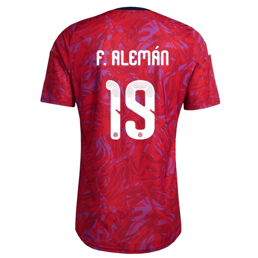 Danxen Niño Camiseta Costa Rica Fabricio Aleman #19 Rojo Púrpura Marino 1ª Equipación 26-28 La Camisa