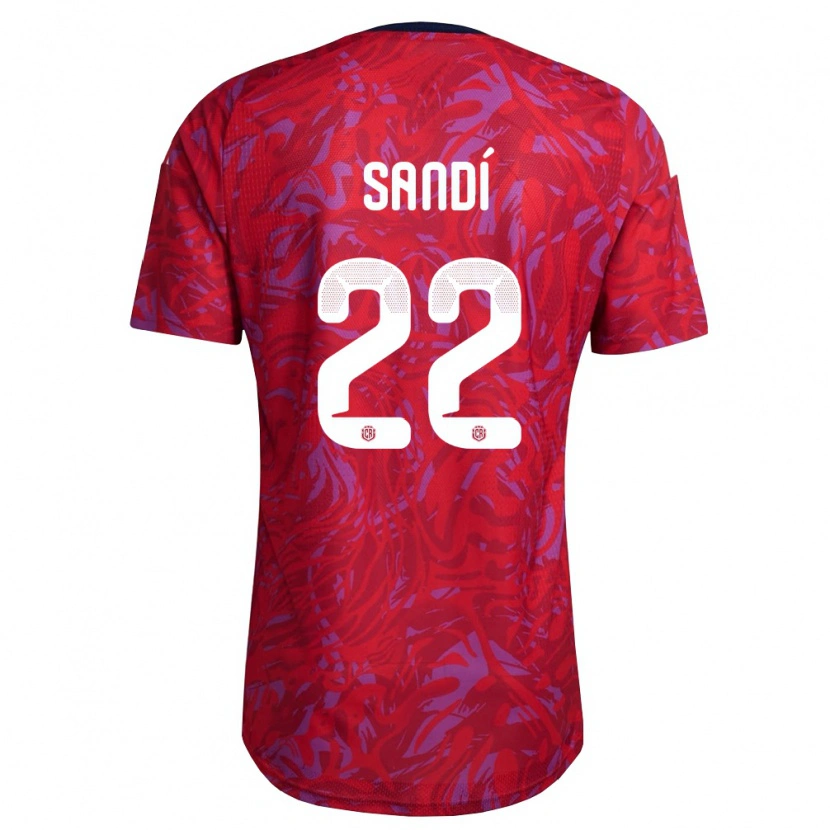 Danxen Niño Camiseta Costa Rica Cristel Sandi #22 Rojo Púrpura Marino 1ª Equipación 26-28 La Camisa