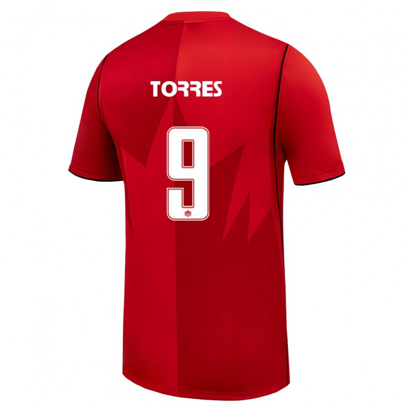 Danxen Niño Camiseta Canadá Liam Torres #9 Rojo Blanco 1ª Equipación 26-28 La Camisa