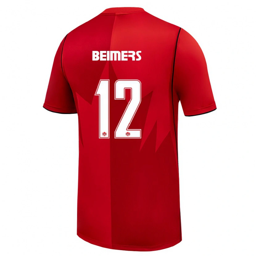 Danxen Niño Camiseta Canadá Milo Beimers #12 Rojo Blanco 1ª Equipación 26-28 La Camisa