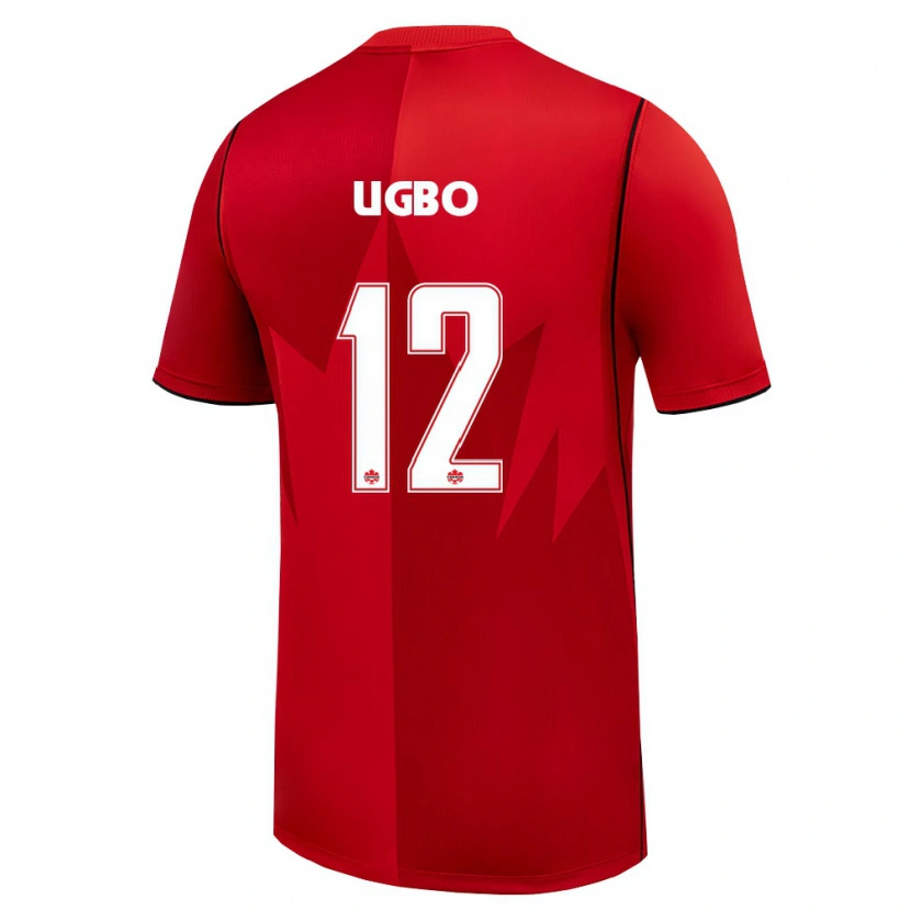 Danxen Niño Camiseta Canadá Ike Ugbo #12 Rojo Blanco 1ª Equipación 26-28 La Camisa