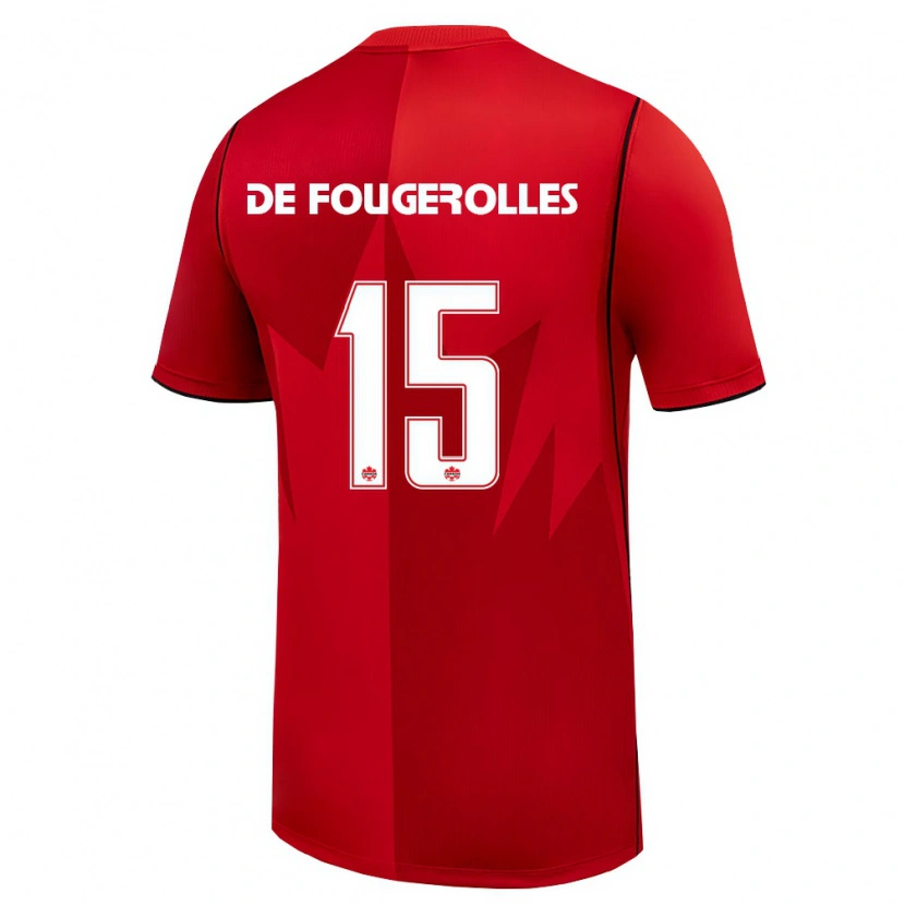 Danxen Niño Camiseta Canadá Luc De Fougerolles #15 Rojo Blanco 1ª Equipación 26-28 La Camisa