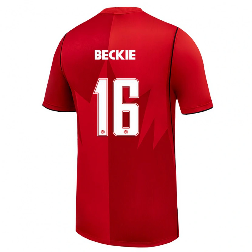 Danxen Niño Camiseta Canadá Janine Beckie #16 Rojo Blanco 1ª Equipación 26-28 La Camisa