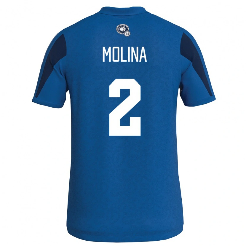 Danxen Niño Camiseta El Salvador William Molina #2 Azul Marino 1ª Equipación 26-28 La Camisa