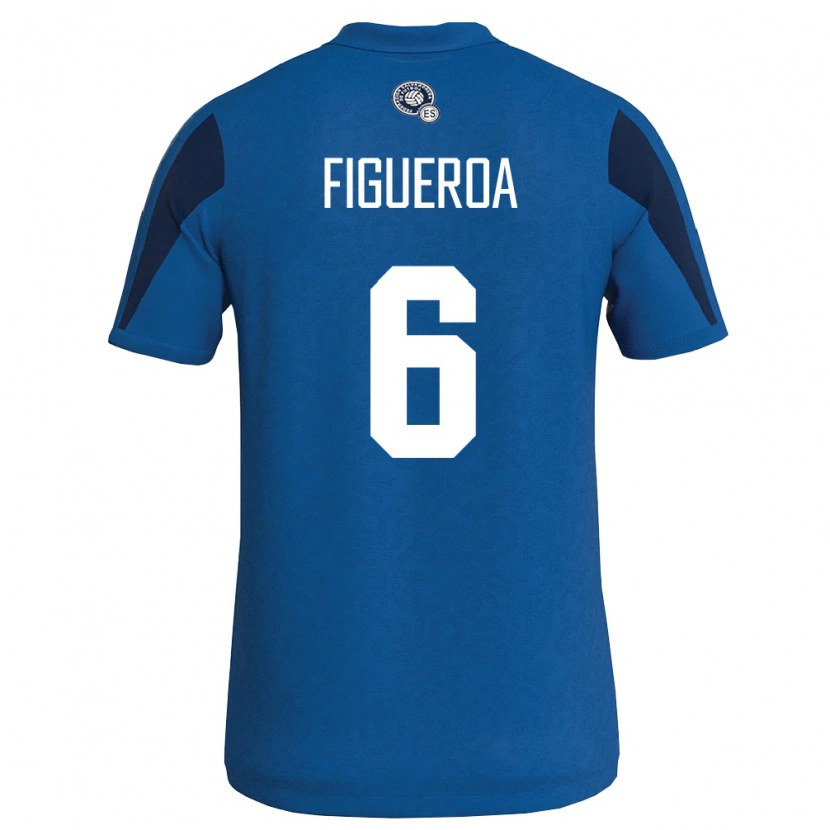 Danxen Niño Camiseta El Salvador Elder Figueroa #6 Azul Marino 1ª Equipación 26-28 La Camisa