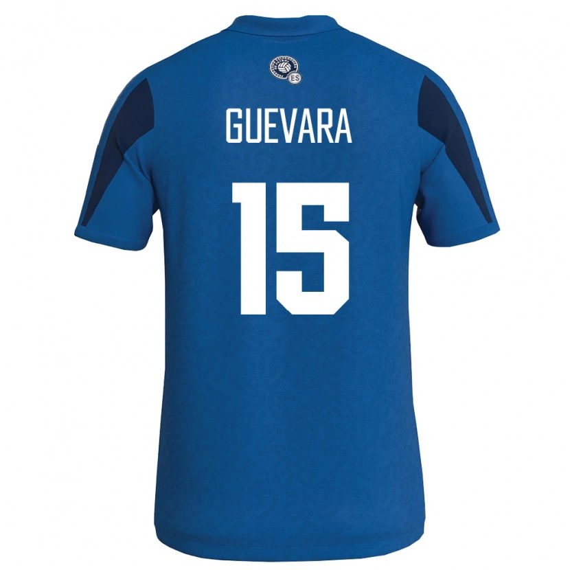 Danxen Niño Camiseta El Salvador Inner Guevara #15 Azul Marino 1ª Equipación 26-28 La Camisa