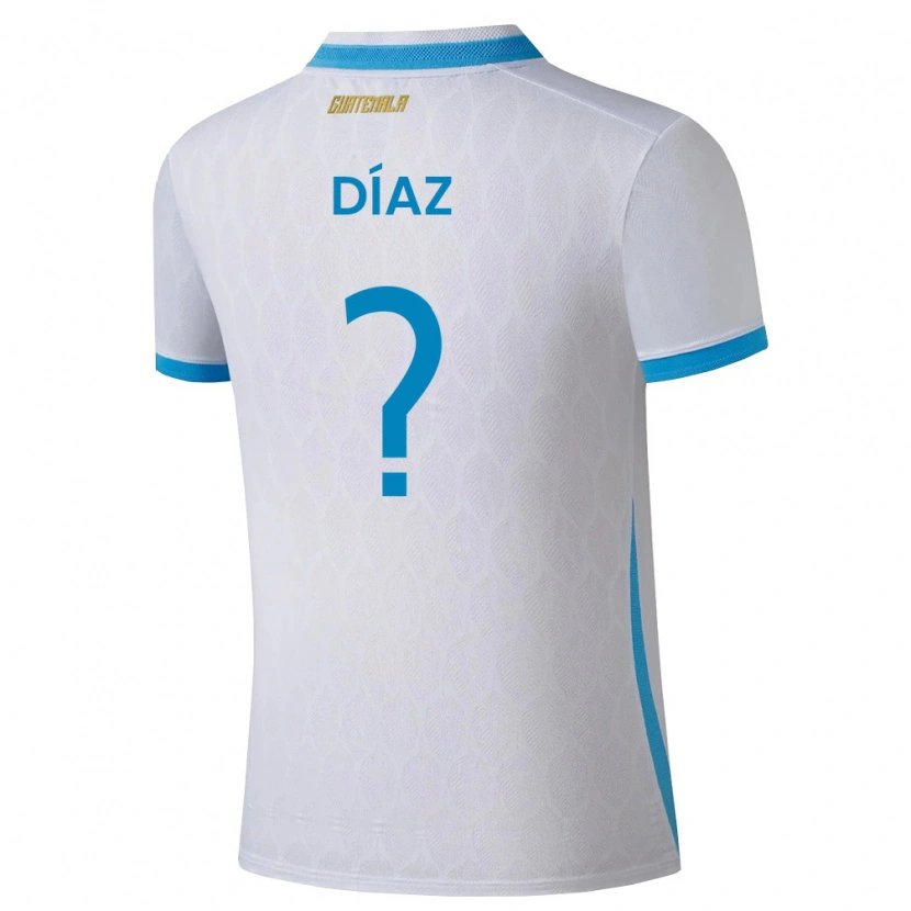 Danxen Niño Camiseta Guatemala Hendryck Díaz #0 Blanco Azul Cielo Oro 1ª Equipación 26-28 La Camisa