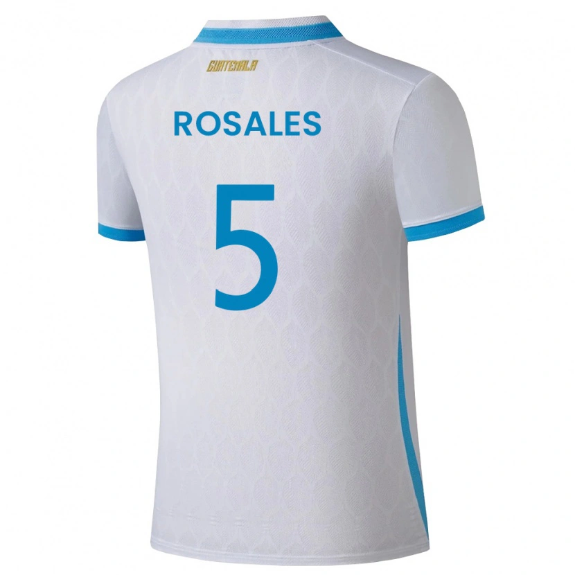 Danxen Niño Camiseta Guatemala José Rosales #5 Blanco Azul Cielo Oro 1ª Equipación 26-28 La Camisa