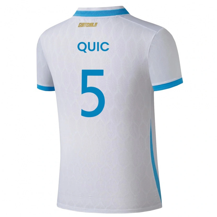Danxen Niño Camiseta Guatemala Matthew Quic #5 Blanco Azul Cielo Oro 1ª Equipación 26-28 La Camisa