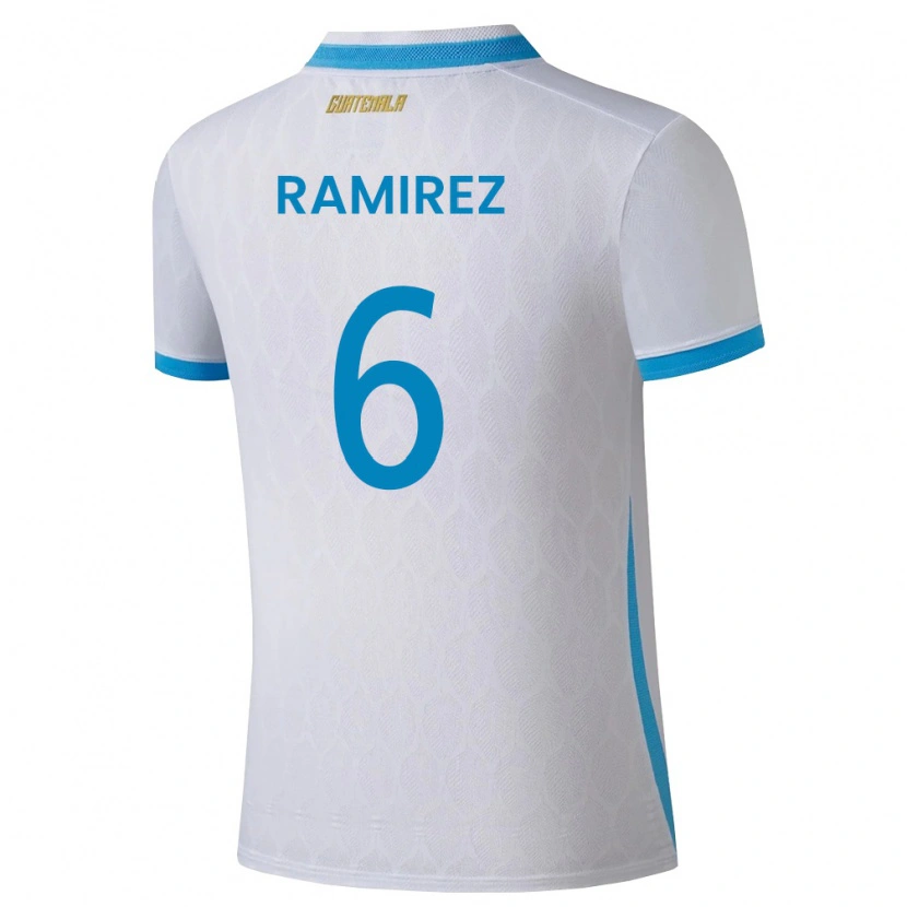 Danxen Niño Camiseta Guatemala Kevin Ramírez #6 Blanco Azul Cielo Oro 1ª Equipación 26-28 La Camisa