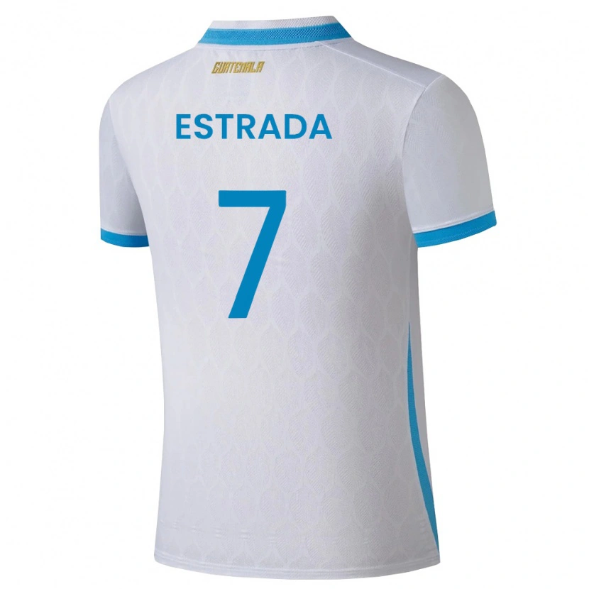Danxen Niño Camiseta Guatemala Javier Estrada #7 Blanco Azul Cielo Oro 1ª Equipación 26-28 La Camisa