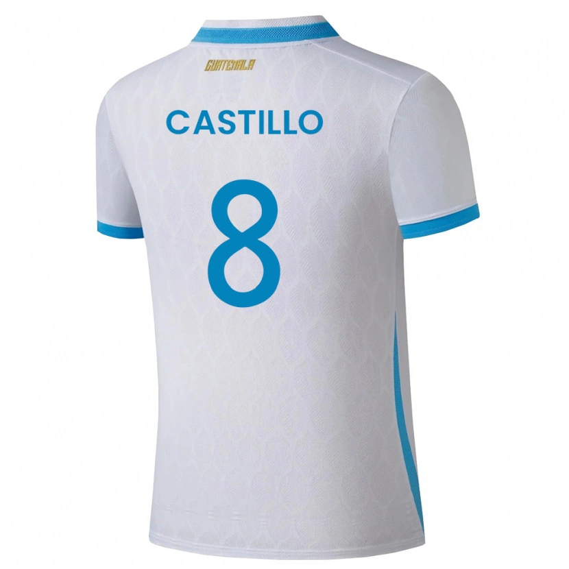 Danxen Niño Camiseta Guatemala Adrián Castillo #8 Blanco Azul Cielo Oro 1ª Equipación 26-28 La Camisa