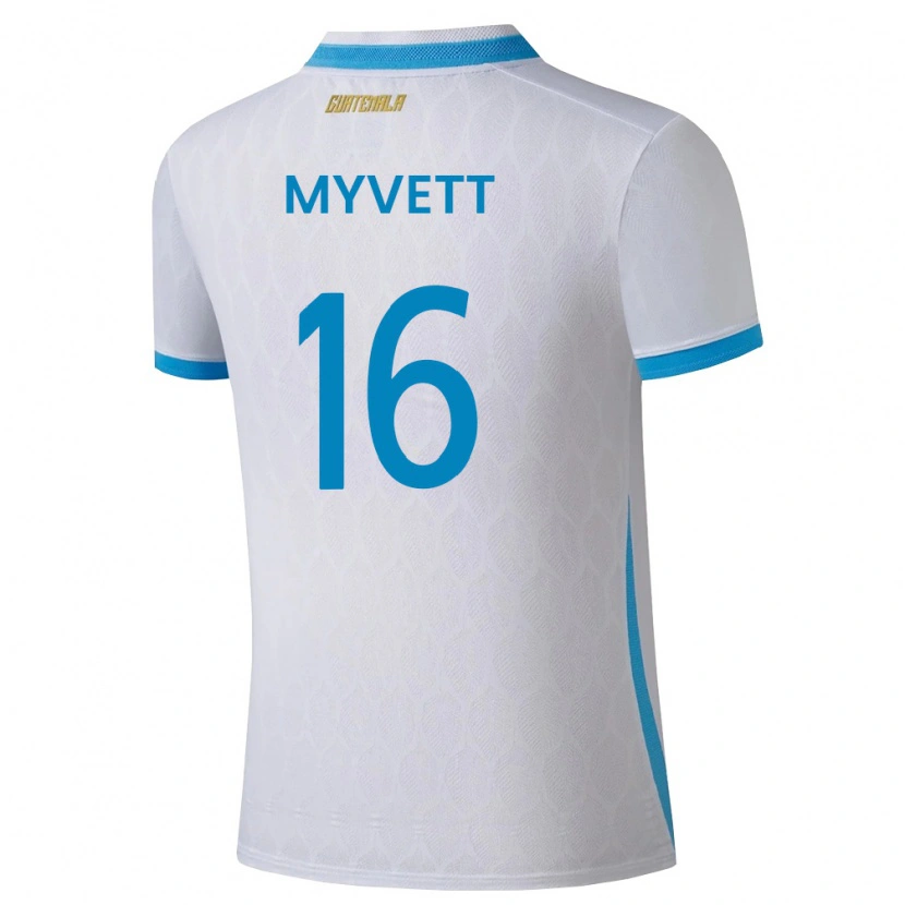 Danxen Niño Camiseta Guatemala Jemery Myvett #16 Blanco Azul Cielo Oro 1ª Equipación 26-28 La Camisa