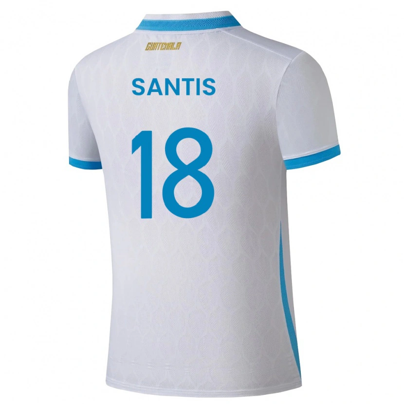 Danxen Niño Camiseta Guatemala Óscar Santis #18 Blanco Azul Cielo Oro 1ª Equipación 26-28 La Camisa
