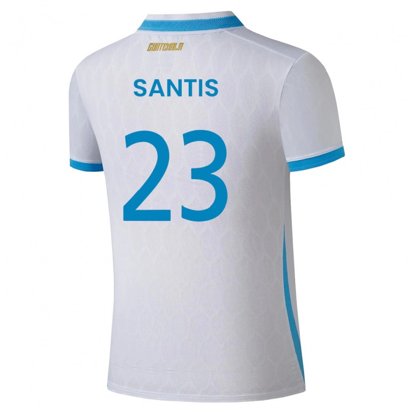 Danxen Niño Camiseta Guatemala Diego Santis #23 Blanco Azul Cielo Oro 1ª Equipación 26-28 La Camisa