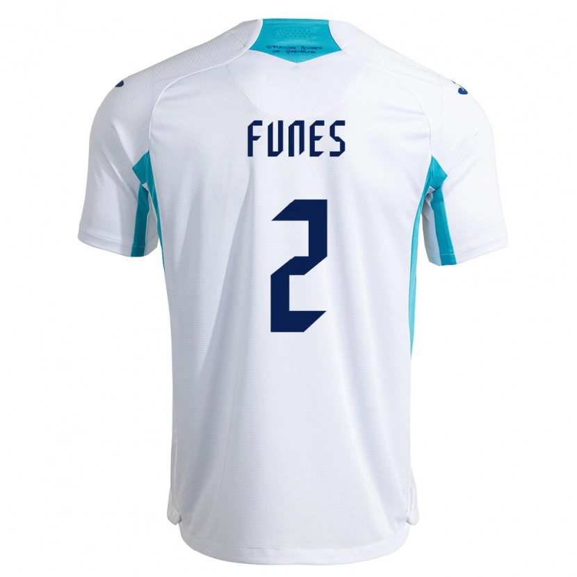 Danxen Niño Camiseta Honduras Kevin Funes #2 Blanco Azul Azul Cielo 1ª Equipación 26-28 La Camisa