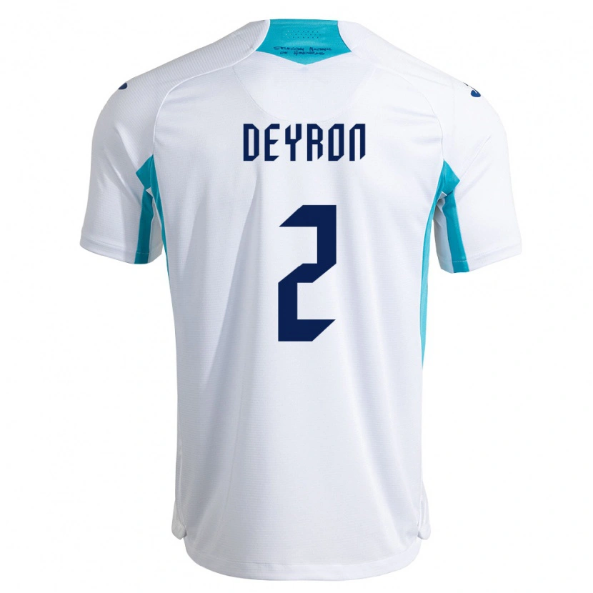 Danxen Niño Camiseta Honduras Deyron Martínez #2 Blanco Azul Azul Cielo 1ª Equipación 26-28 La Camisa