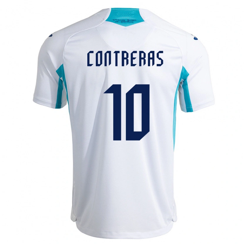 Danxen Niño Camiseta Honduras Jaidyn Contreras #10 Blanco Azul Azul Cielo 1ª Equipación 26-28 La Camisa