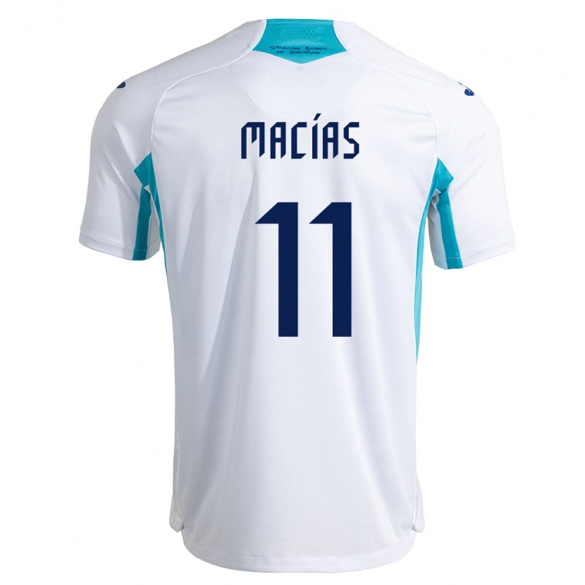 Danxen Niño Camiseta Honduras Jefryn Macías #11 Blanco Azul Azul Cielo 1ª Equipación 26-28 La Camisa