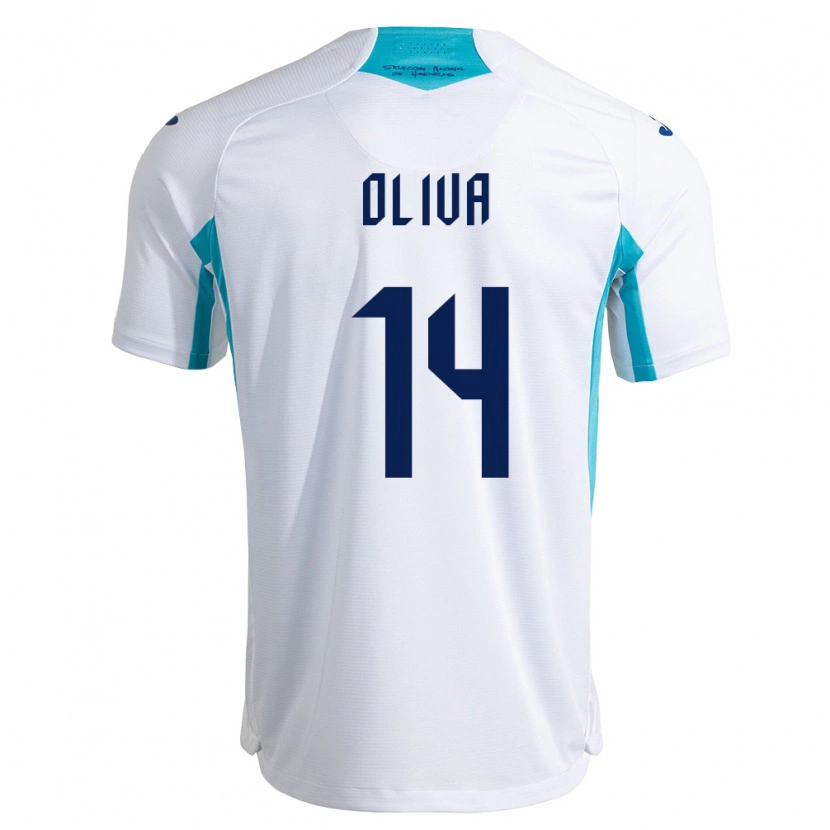 Danxen Niño Camiseta Honduras Darell Oliva #14 Blanco Azul Azul Cielo 1ª Equipación 26-28 La Camisa