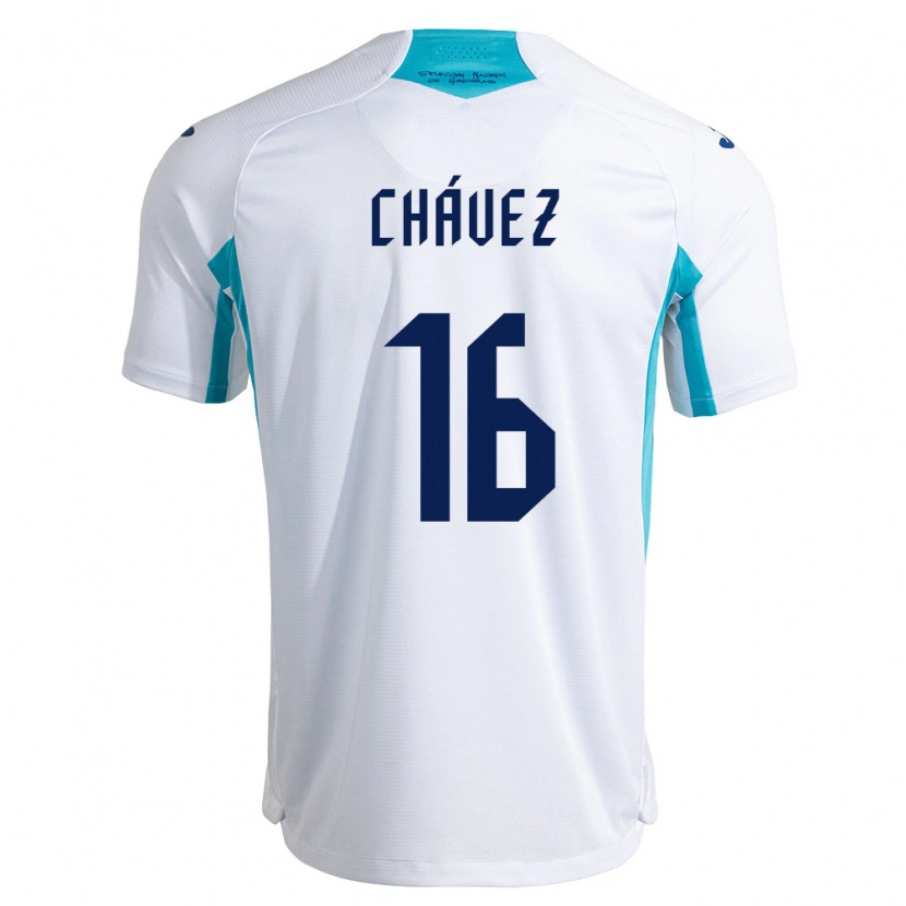Danxen Niño Camiseta Honduras Charly Chávez #16 Blanco Azul Azul Cielo 1ª Equipación 26-28 La Camisa
