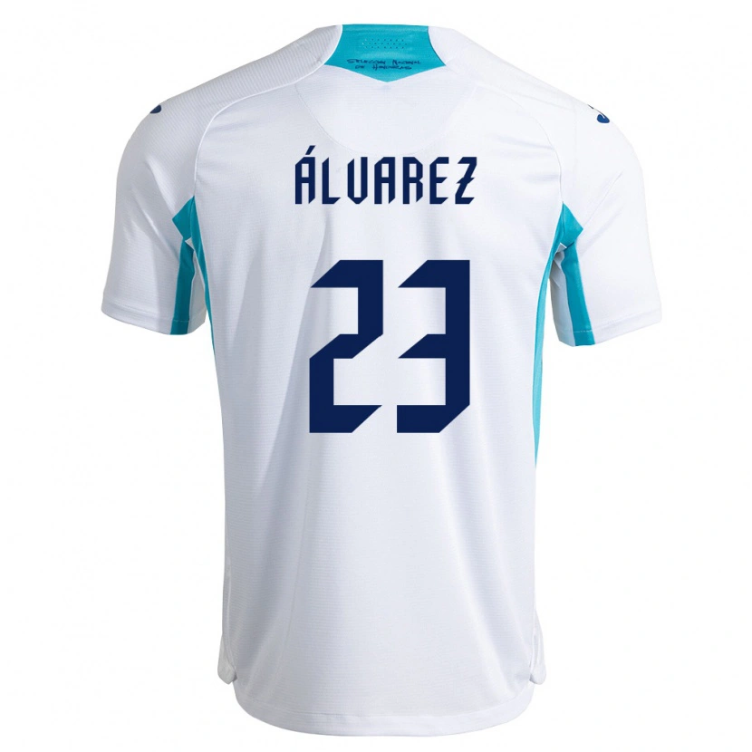Danxen Niño Camiseta Honduras Jorge Álvarez #23 Blanco Azul Azul Cielo 1ª Equipación 26-28 La Camisa