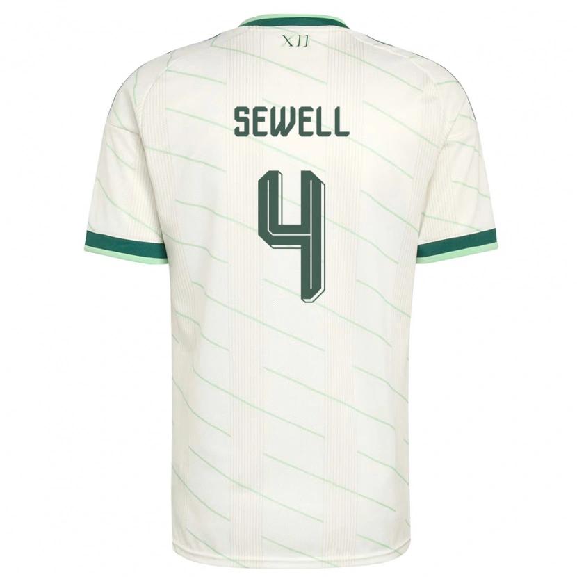 Danxen Niño Camiseta Irlanda Del Norte Broghan Sewell #4 Blanco Verde 2ª Equipación 26-28 La Camisa