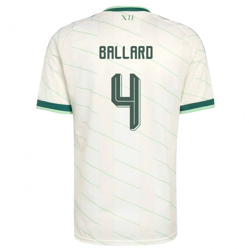 Danxen Niño Camiseta Irlanda Del Norte Daniel Ballard #4 Blanco Verde 2ª Equipación 26-28 La Camisa