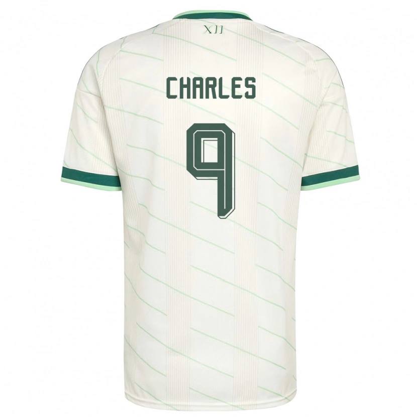 Danxen Niño Camiseta Irlanda Del Norte Dion Charles #9 Blanco Verde 2ª Equipación 26-28 La Camisa