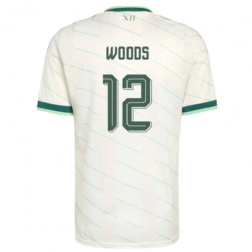 Danxen Niño Camiseta Irlanda Del Norte Lilie Woods #12 Blanco Verde 2ª Equipación 26-28 La Camisa