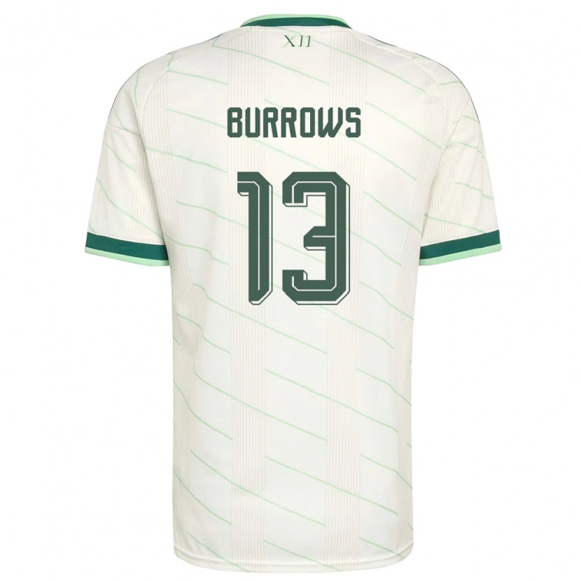 Danxen Niño Camiseta Irlanda Del Norte Kelsie Burrows #13 Blanco Verde 2ª Equipación 26-28 La Camisa