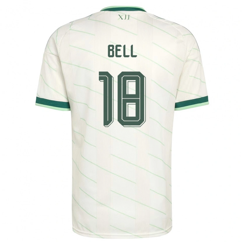 Danxen Niño Camiseta Irlanda Del Norte Megan Bell #18 Blanco Verde 2ª Equipación 26-28 La Camisa