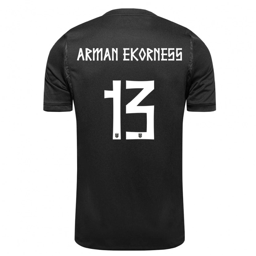 Danxen Niño Camiseta Noruega Karsten Arman Ekorness #13 Negro 2ª Equipación 26-28 La Camisa