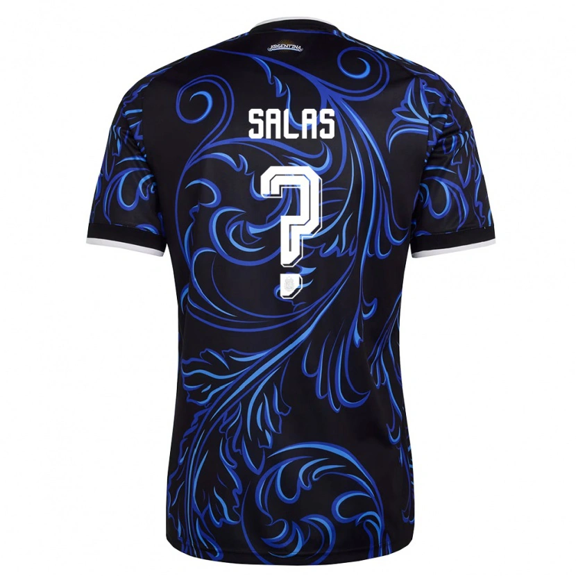 Danxen Niño Camiseta Argentina Joaquin Salas #0 Negro Blanco Azul Cielo 2ª Equipación 26-28 La Camisa