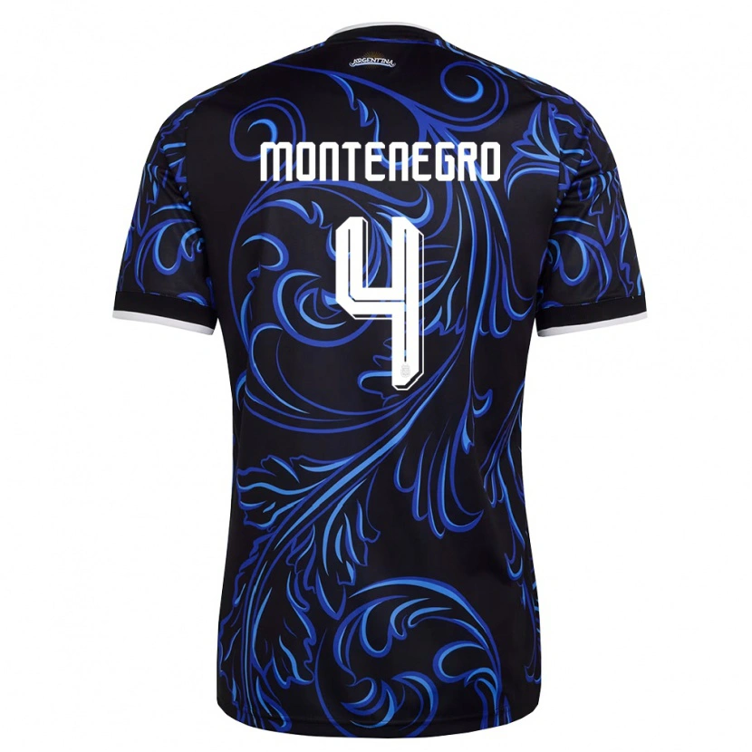 Danxen Niño Camiseta Argentina Ramiro Montenegro #4 Negro Blanco Azul Cielo 2ª Equipación 26-28 La Camisa